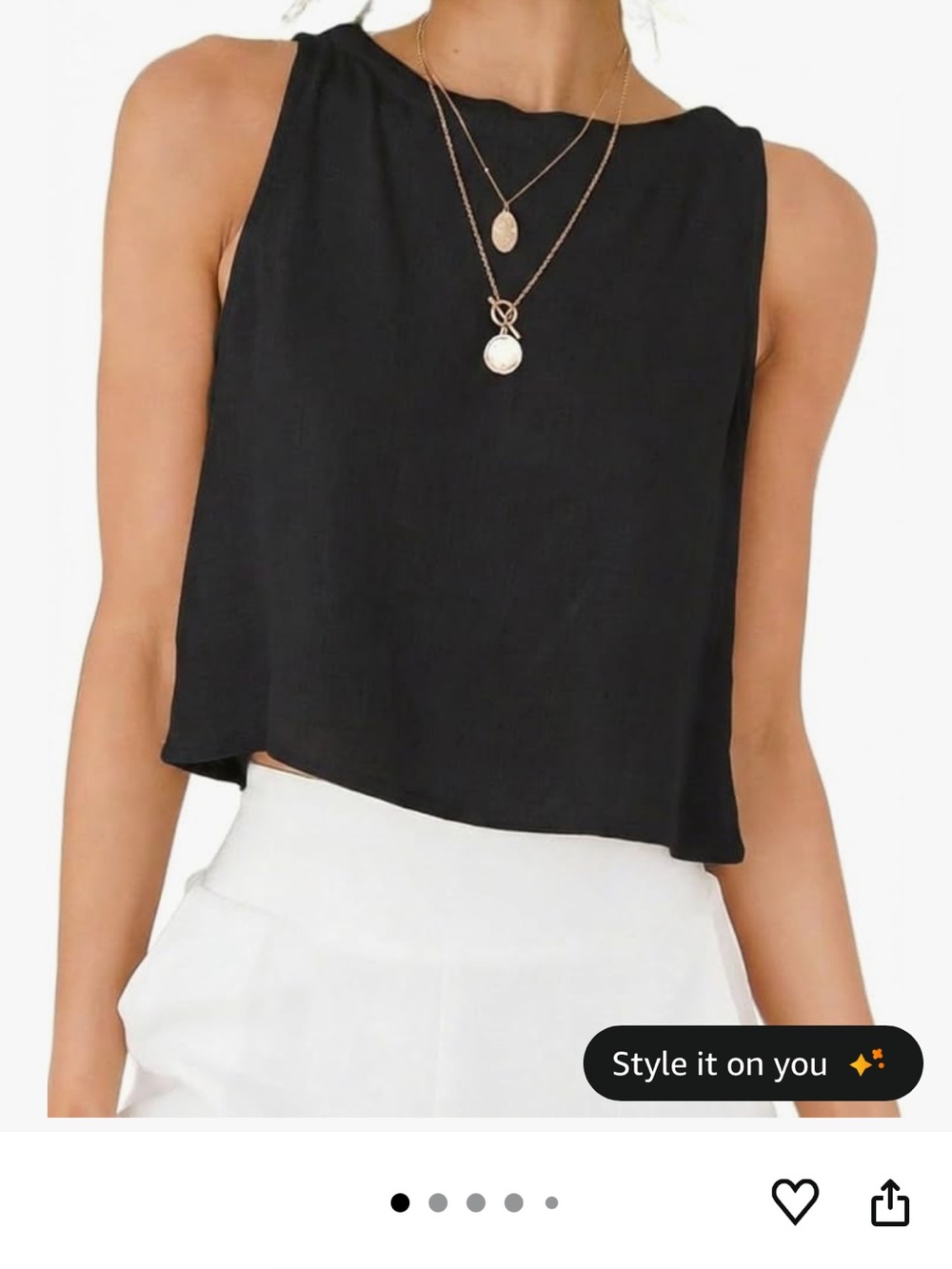 Sleeveless Black Linen Cropped Tank Top
